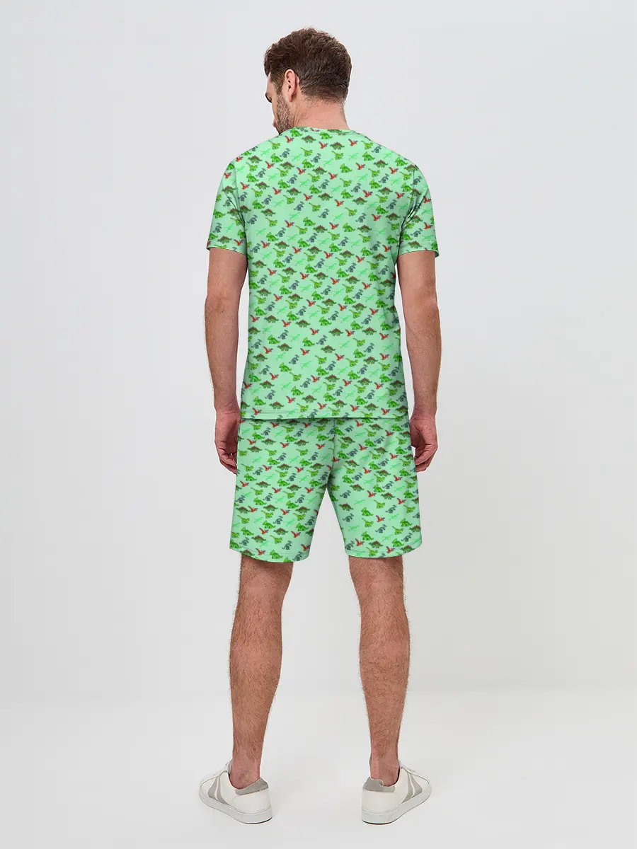 Мужской костюм с шортами / dinosaurs green