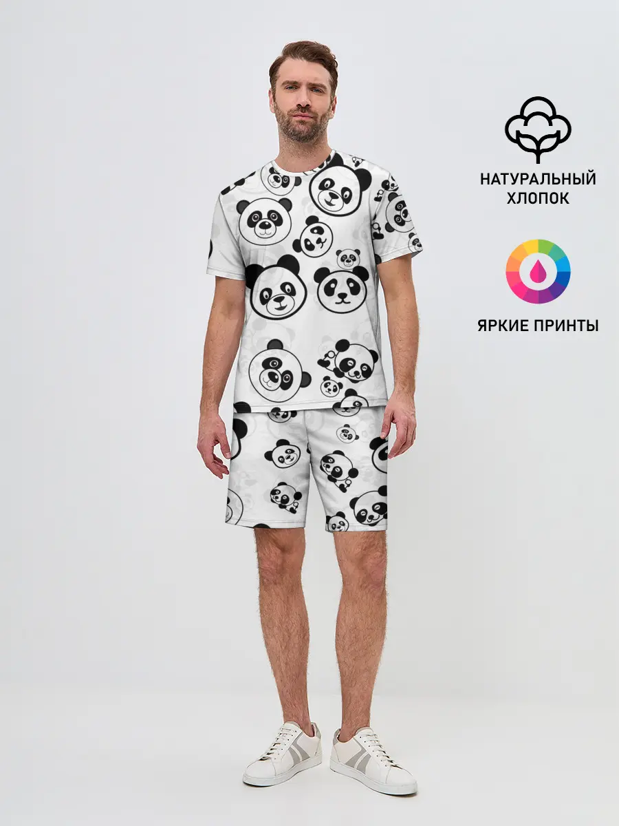 Мужской костюм с шортами / Панды