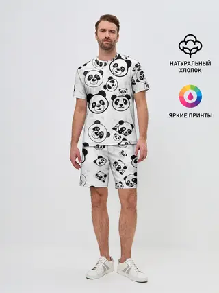 Мужской костюм с шортами / Панды