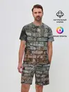 Мужской костюм с шортами / кирпичная стена потеки краска