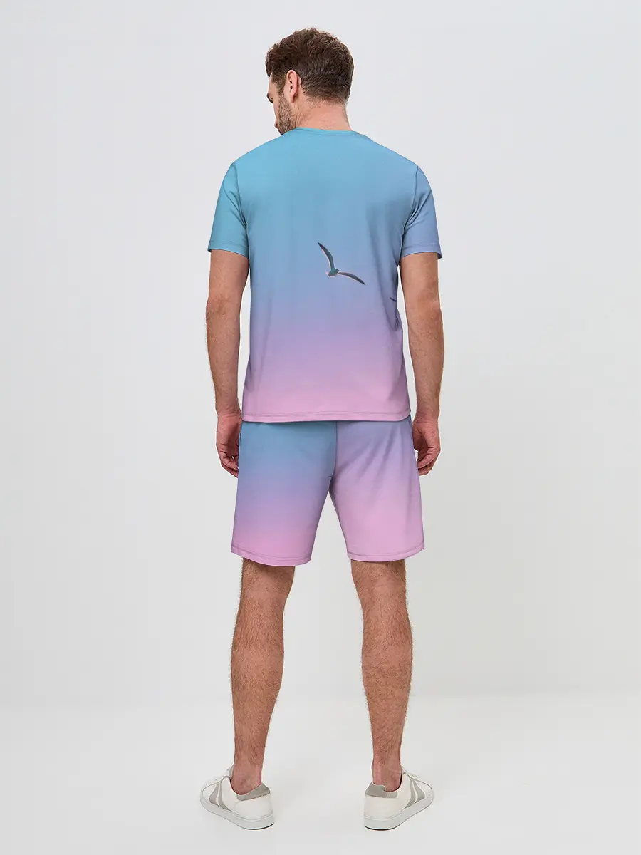 Мужской костюм с шортами / чайки птицы полет градиент