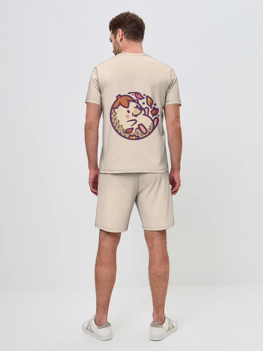 Мужской костюм с шортами / Ёжик листья милый рисунок