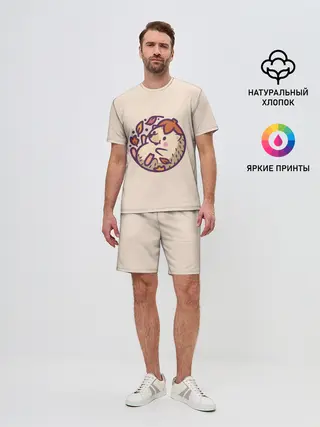 Мужской костюм с шортами / Ёжик листья милый рисунок
