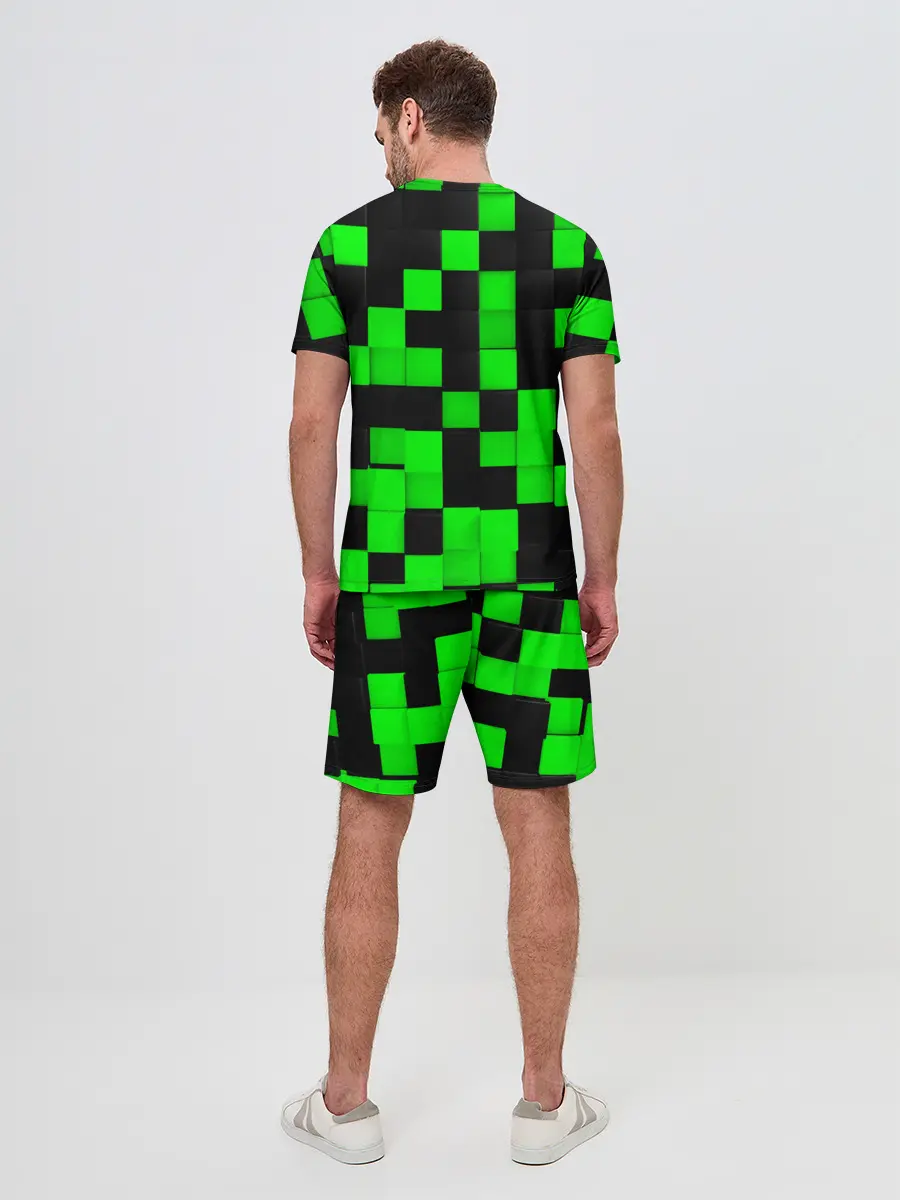 Мужской костюм с шортами / ЗЕЛЕНЫЕ КУБИКИ