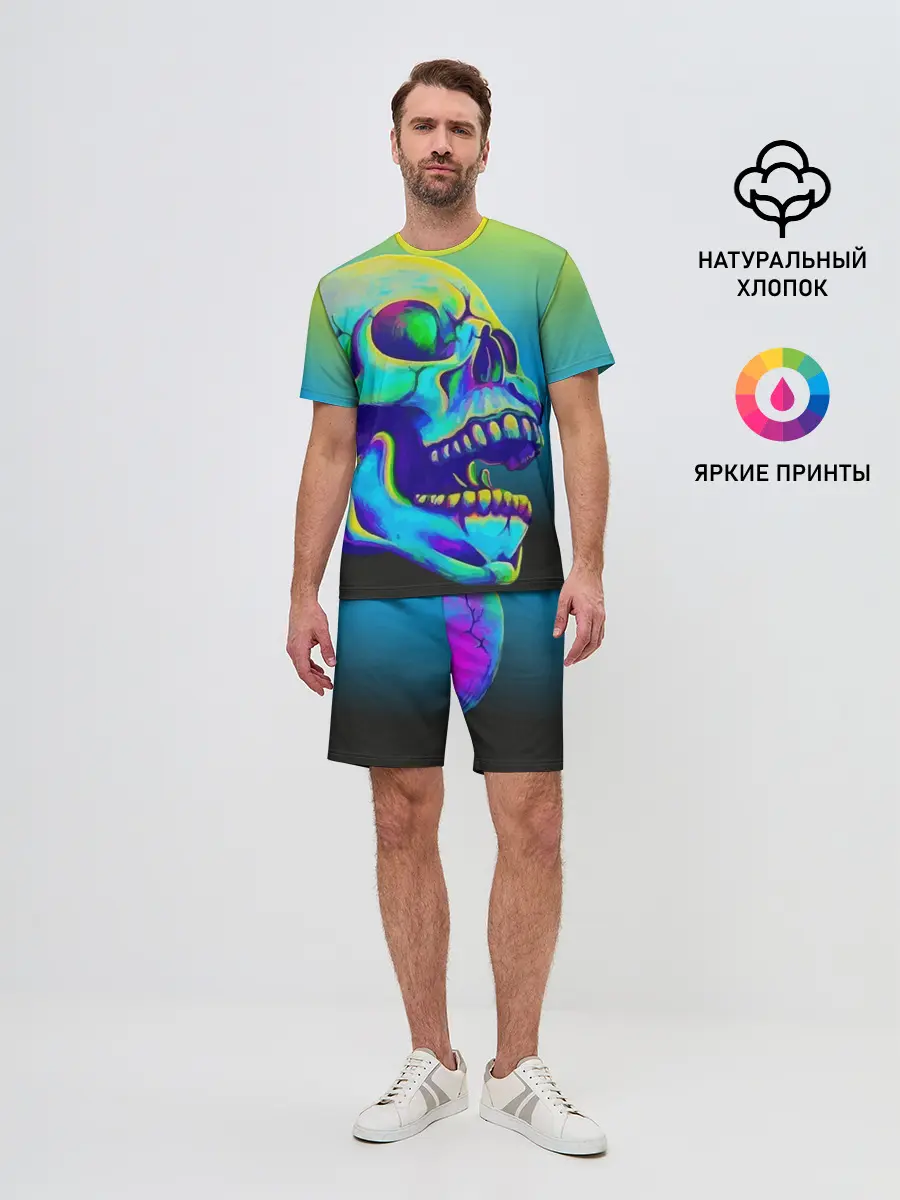 Мужской костюм с шортами / Neon skull