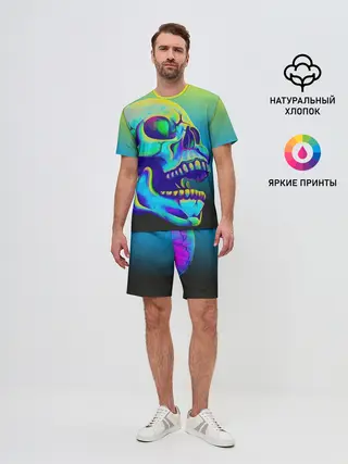 Мужской костюм с шортами / Neon skull