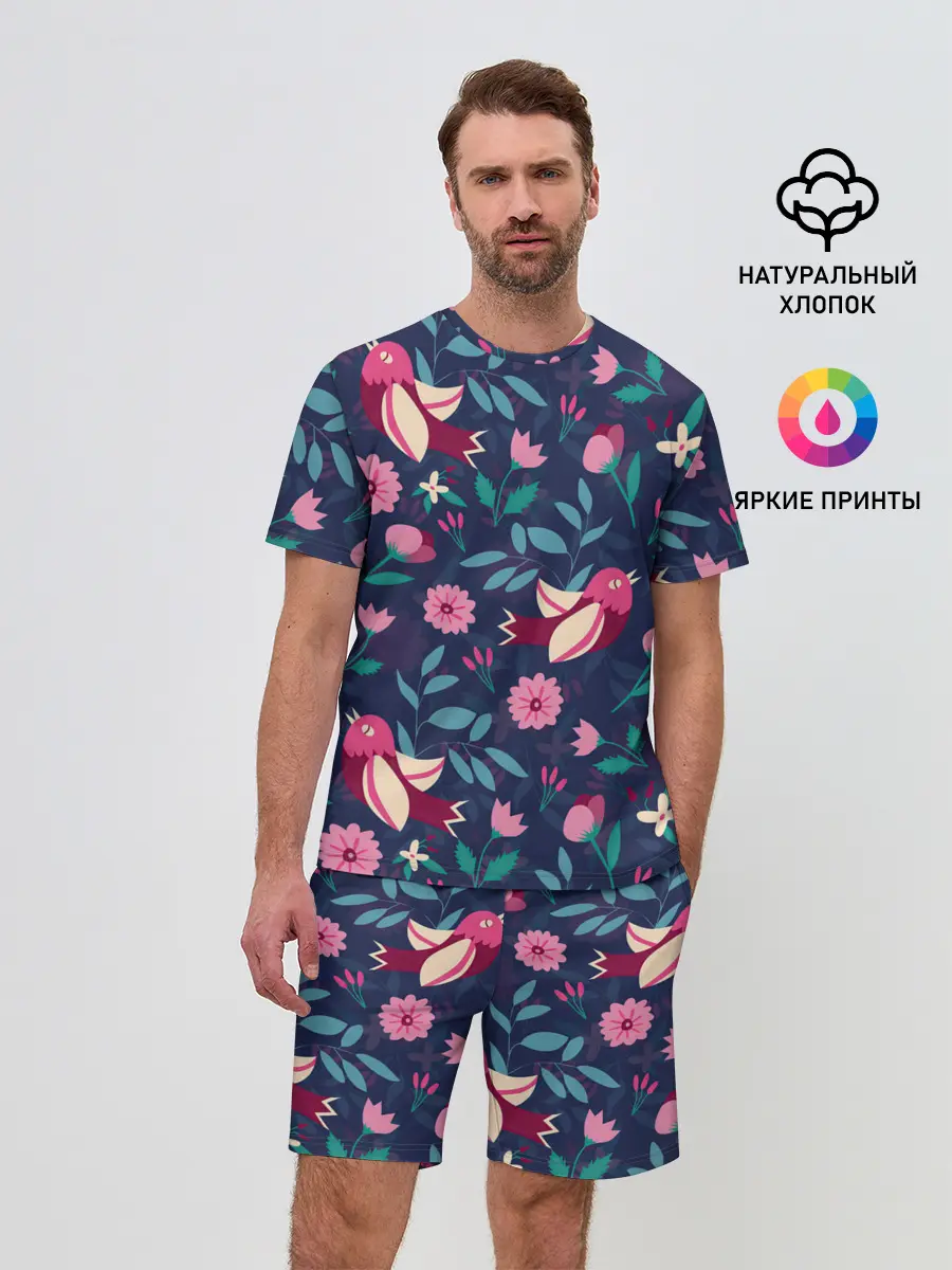 Мужской костюм с шортами / Арт джунгли