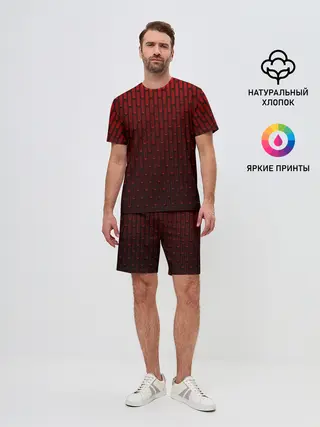 Мужской костюм с шортами / текстура красный градиент