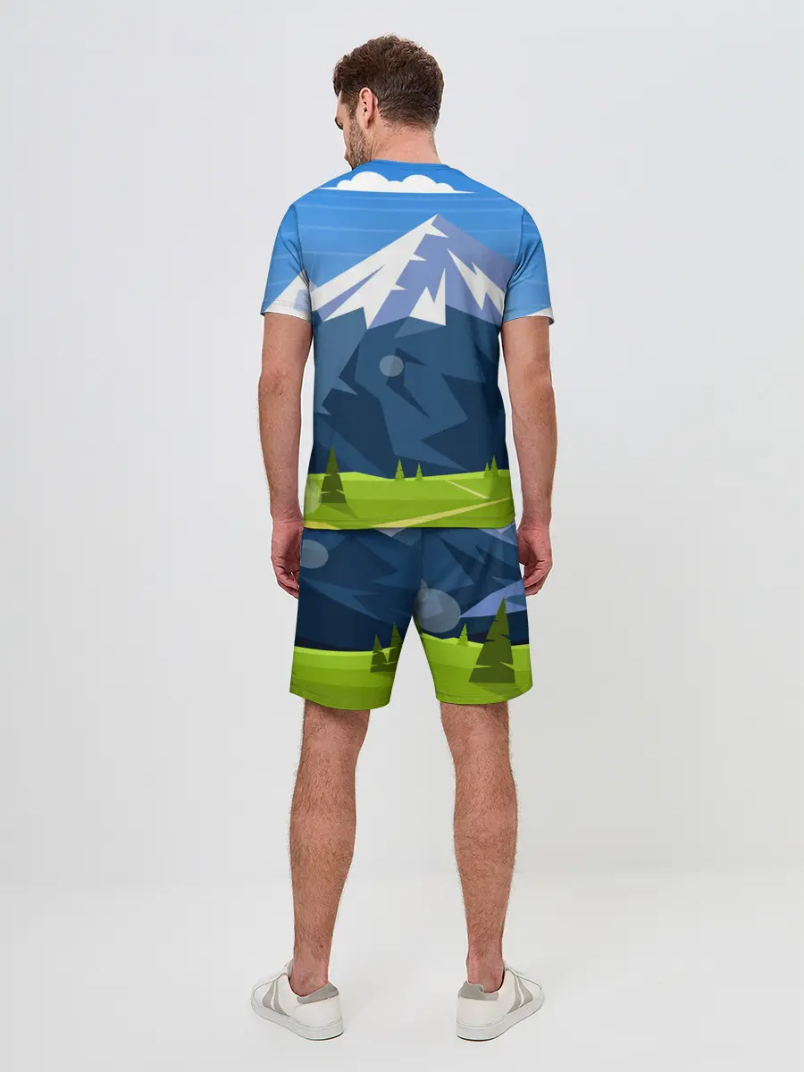 Мужской костюм с шортами / Горы пейзаж природа вектор