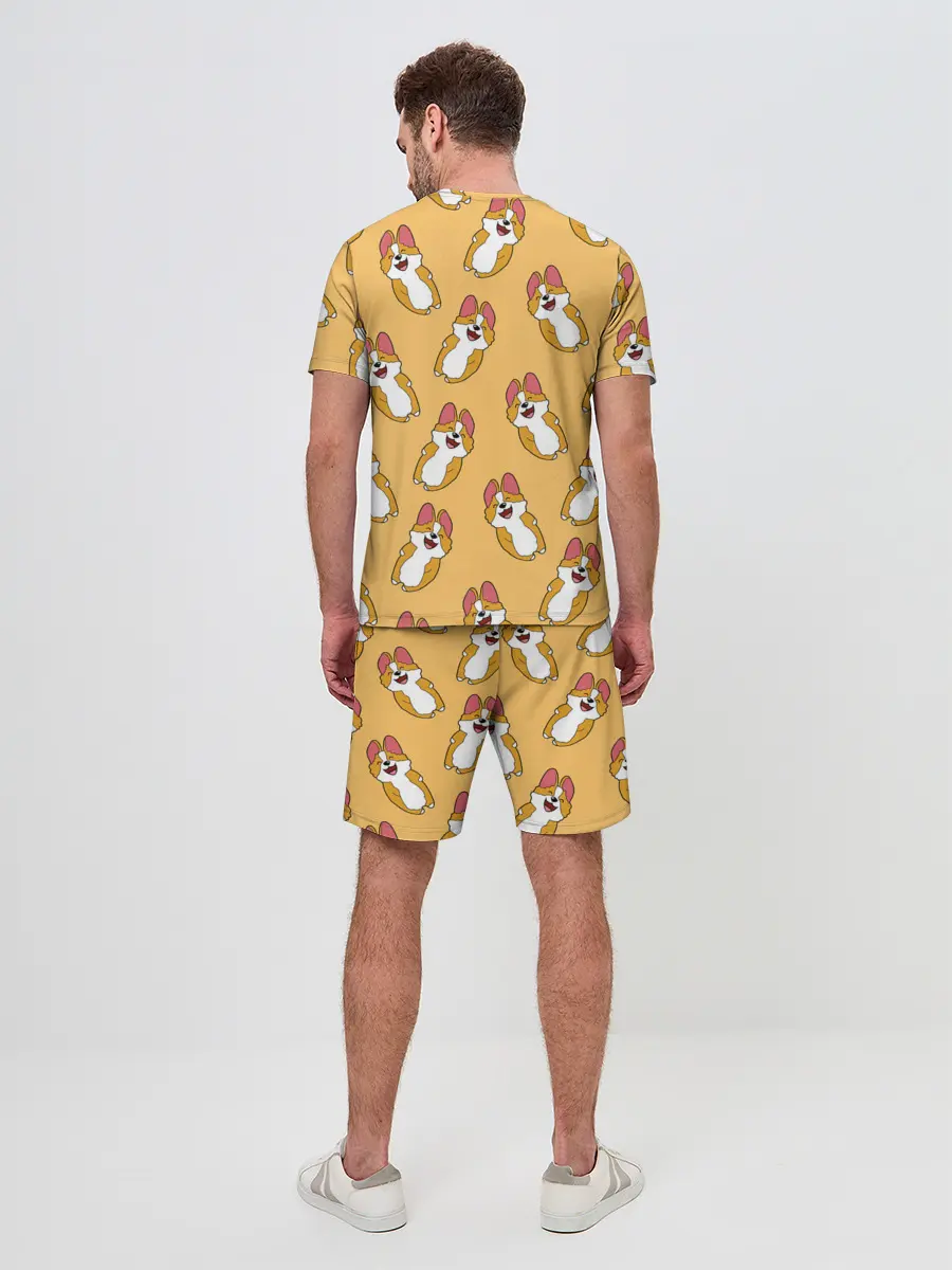 Мужской костюм с шортами / Радость Корги паттерн