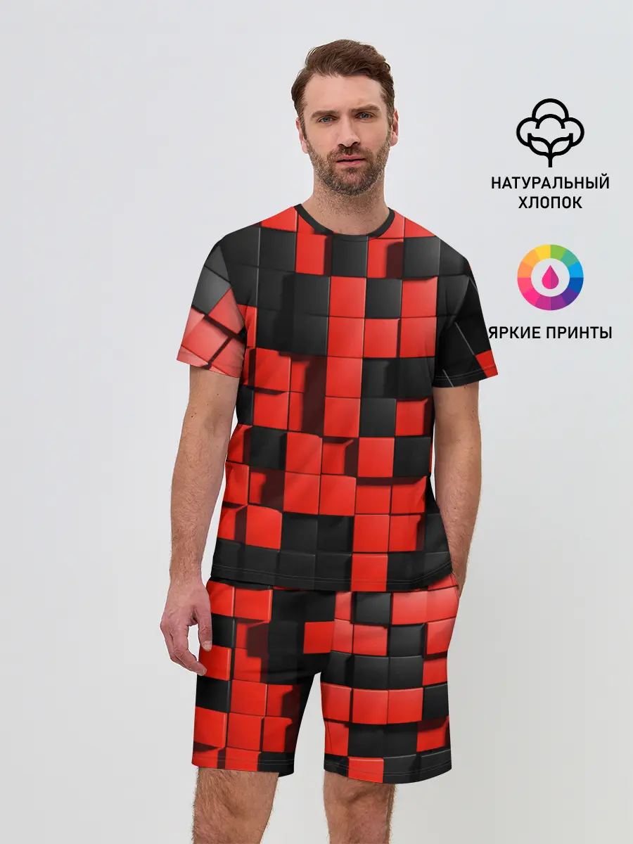Мужской костюм с шортами / КУБИКИ 3D