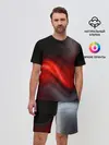 Мужской костюм с шортами / BLACK RED WAVES | АБСТРАКЦИЯ