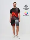 Мужской костюм с шортами / BLACK RED WAVES | АБСТРАКЦИЯ