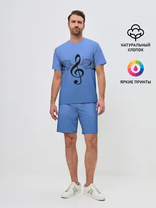 Мужской костюм с шортами / Скрипичный ключ и крылья ноты