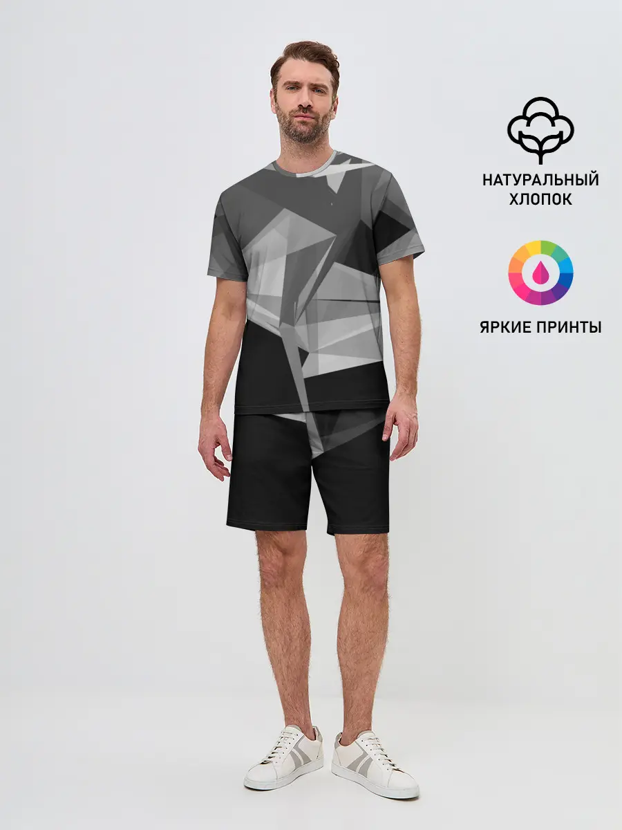 Мужской костюм с шортами / Camo - Black & White