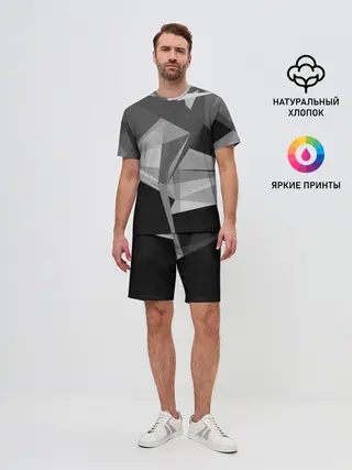 Мужской костюм с шортами / Camo - Black & White