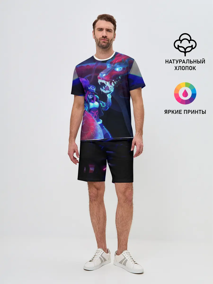 Мужской костюм с шортами / League of legends Akali KDA