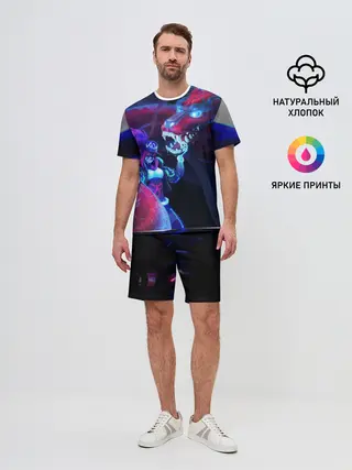 Мужской костюм с шортами / League of legends Akali KDA