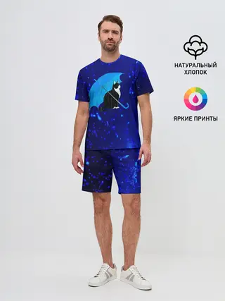 Мужской костюм с шортами / Котик под Дождем