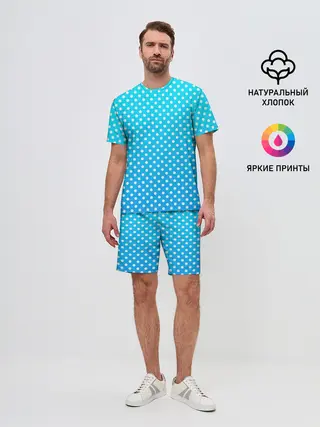 Мужской костюм с шортами / Белые кружки