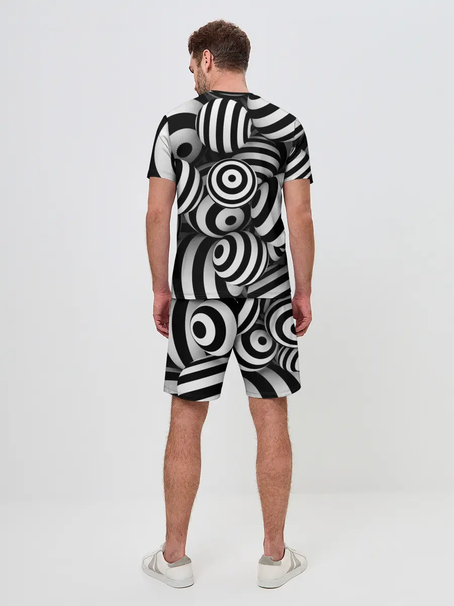 Мужской костюм с шортами / Полосатые 3D круги