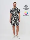 Мужской костюм с шортами / Полосатые 3D круги