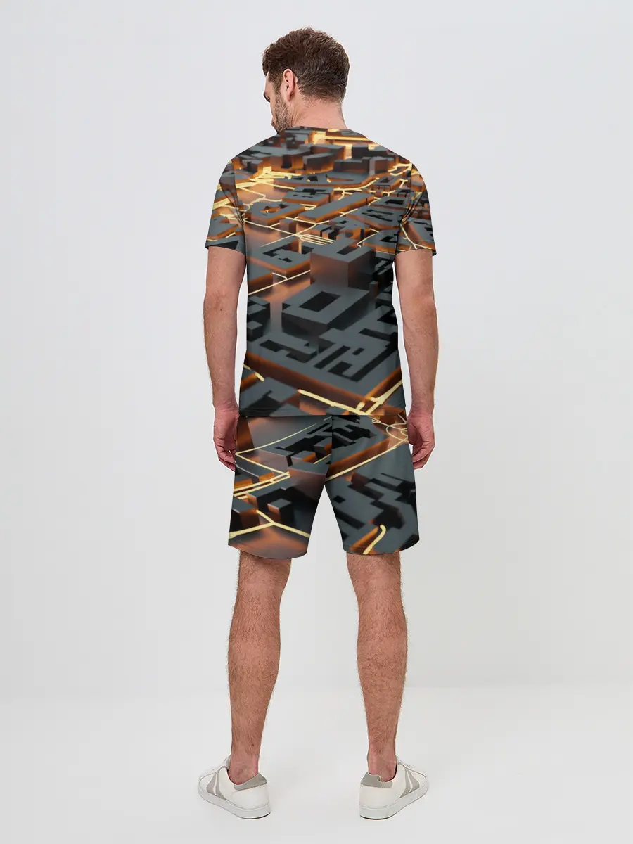 Мужской костюм с шортами / 3D абстрактная схема