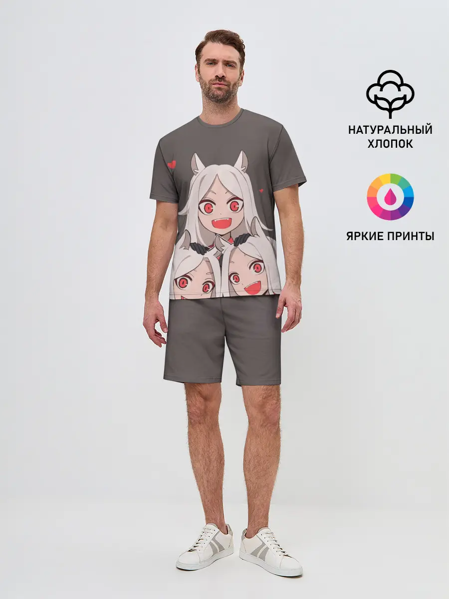 Мужской костюм с шортами / Cerberus с сердечками Helltaker