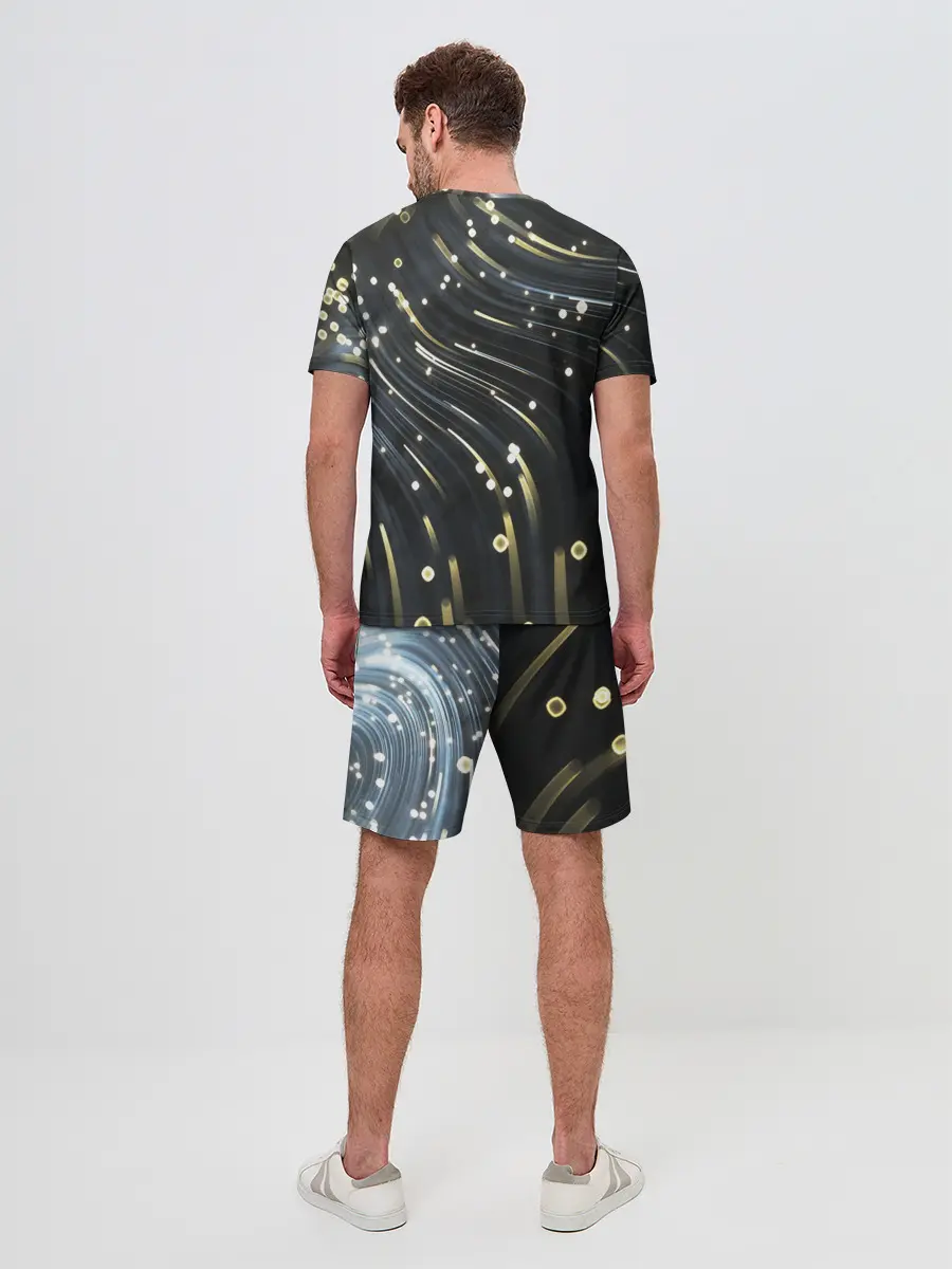 Мужской костюм с шортами / Абстракция искры полосы боке