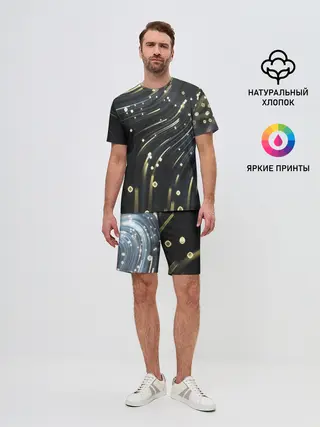 Мужской костюм с шортами / Абстракция искры полосы боке