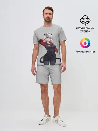 Мужской костюм с шортами / Malina рука на голове Helltaker