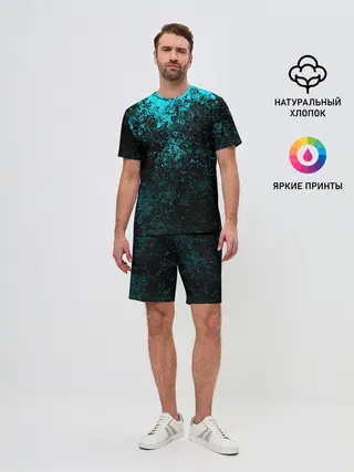 Мужской костюм с шортами / БРЫЗГИ-КРАСОК НЕОН