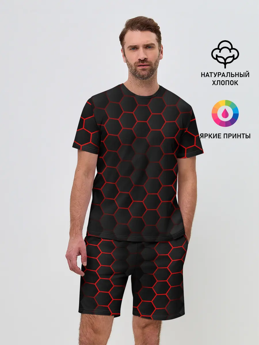 Мужской костюм с шортами / 3D black & red
