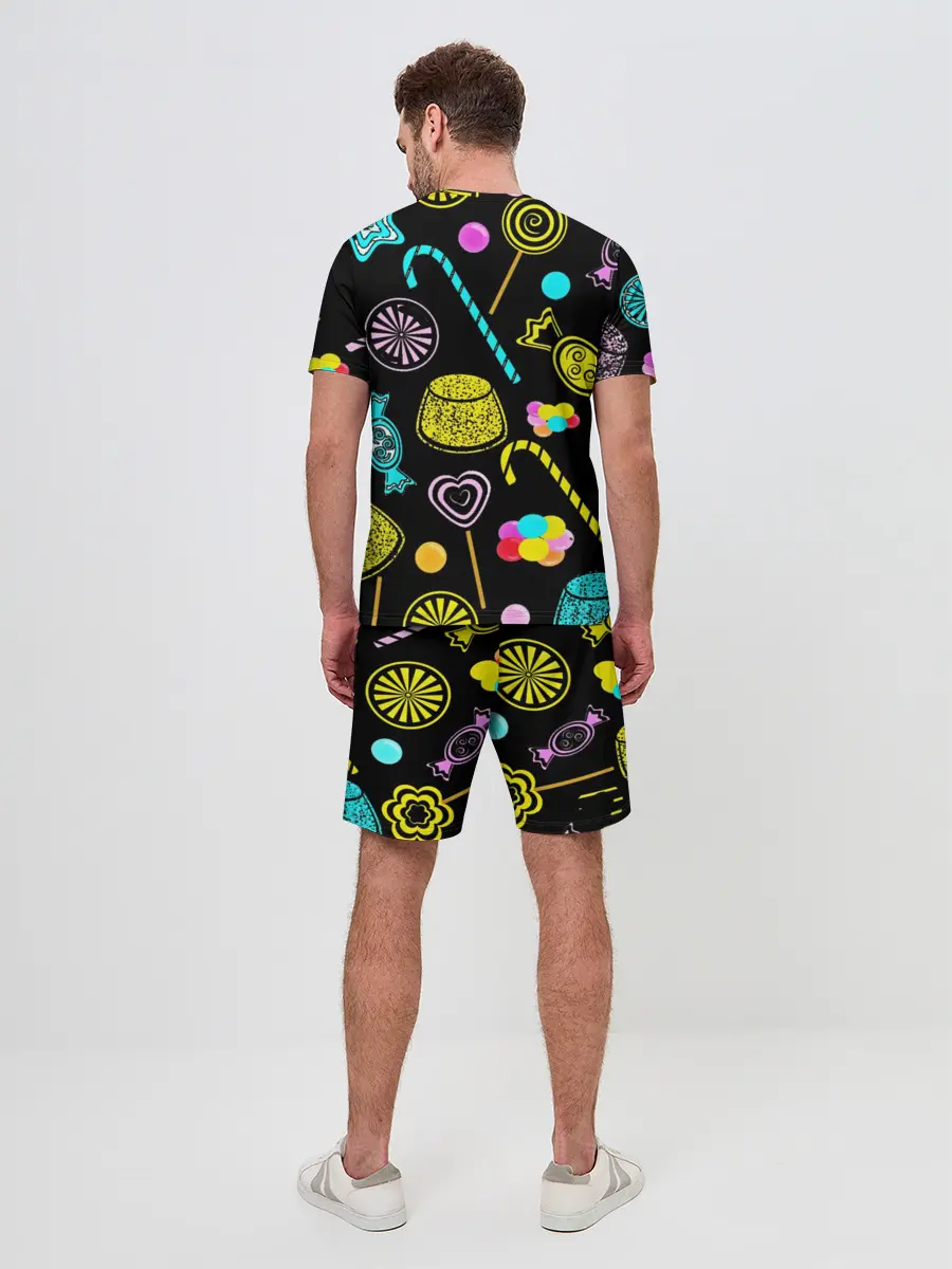 Мужской костюм с шортами / Винсмок Санджи. Фон со сладостями