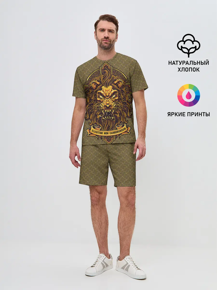 Мужской костюм с шортами / Золотой лев на кресте