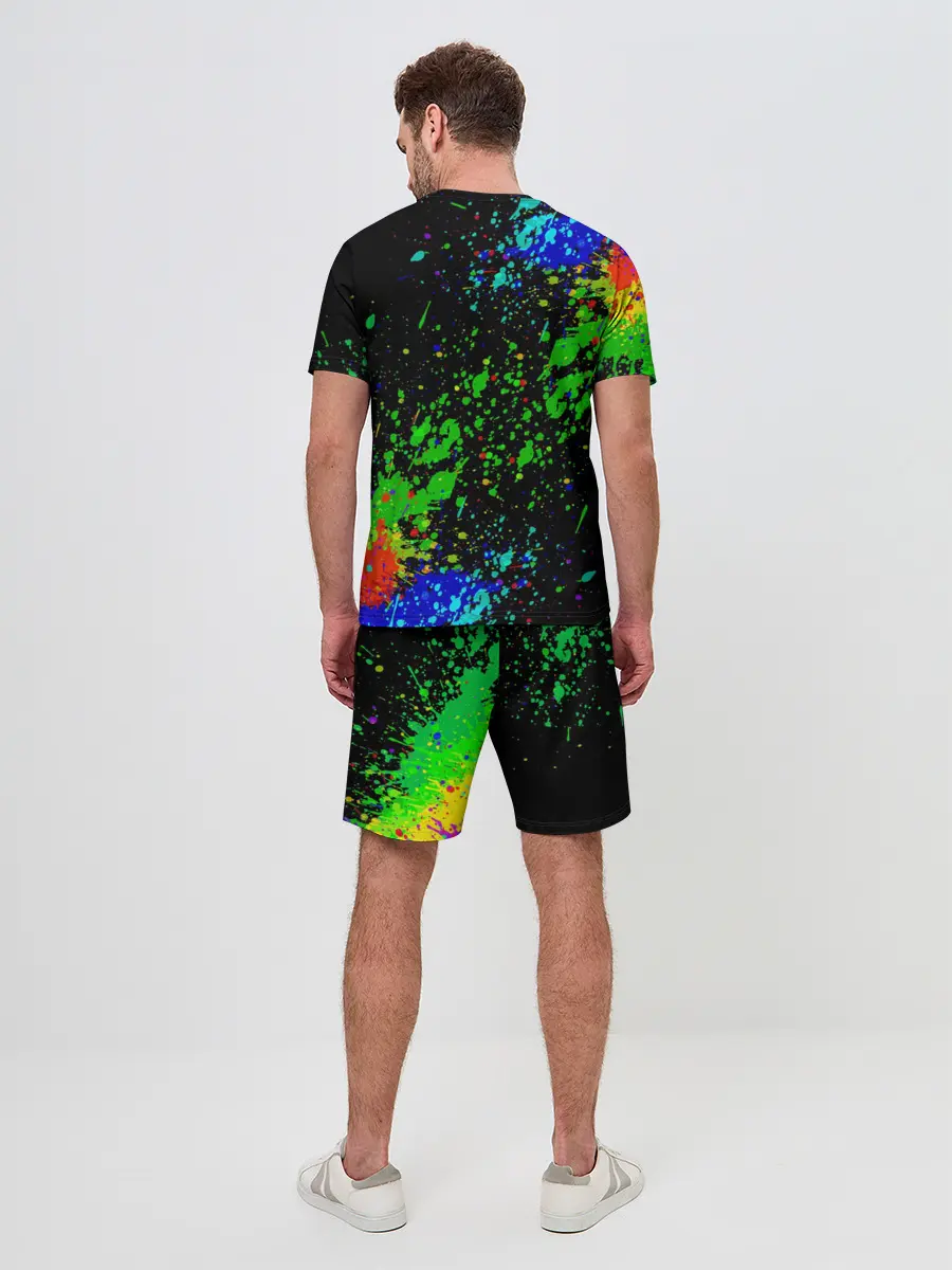Мужской костюм с шортами / Врывающийся Монки. Радужный фон