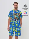 Мужской костюм с шортами / Веселый Монки. Синий фон череп и кости