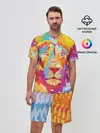 Мужской костюм с шортами / Акварельный лев