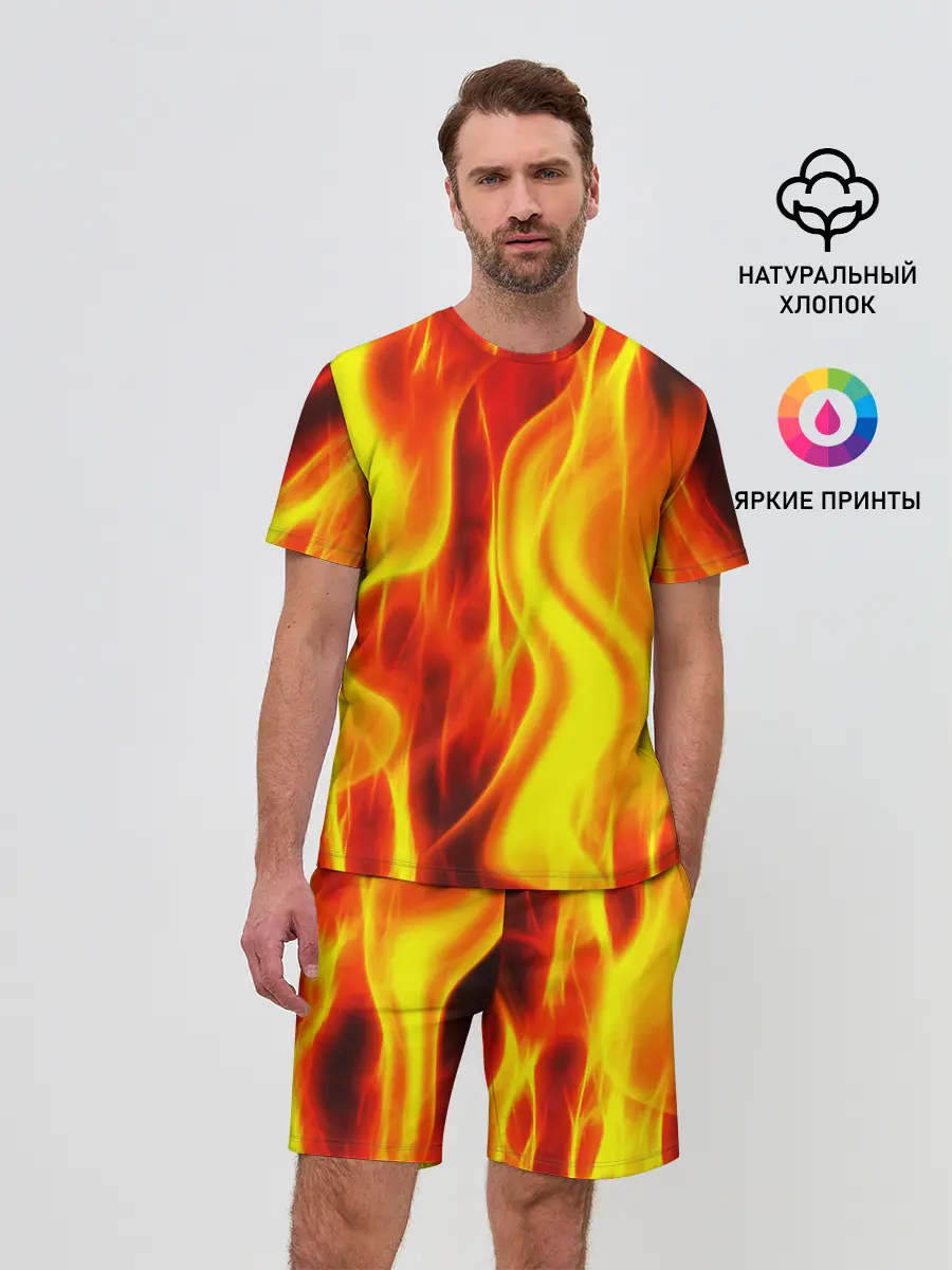 Мужской костюм с шортами / Неон Огонь