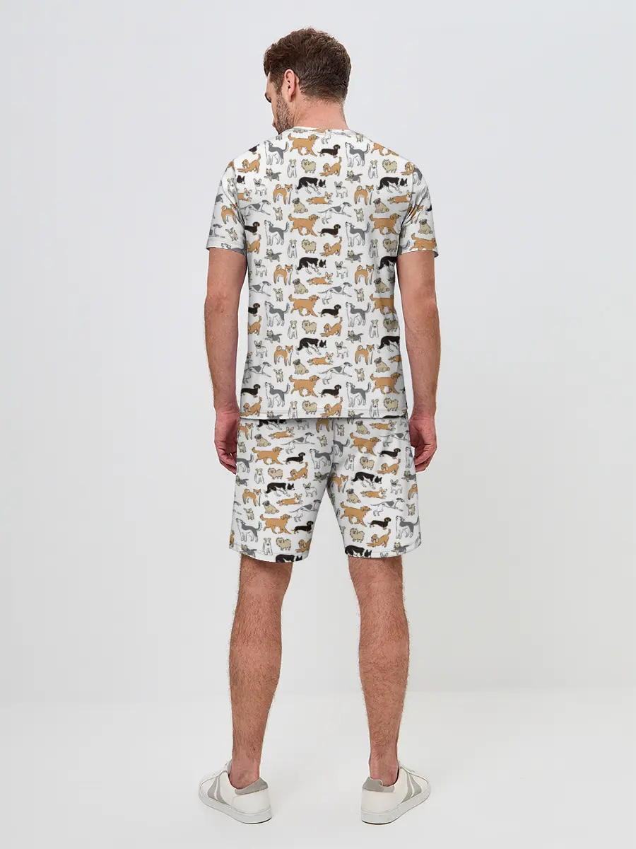 Мужской костюм с шортами / Узор собаки много