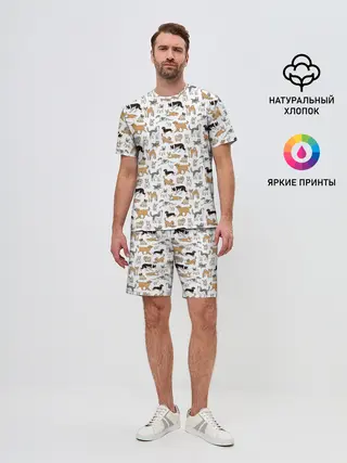 Мужской костюм с шортами / Узор собаки много