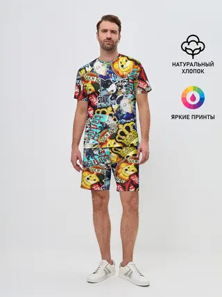 Мужской костюм с шортами / CS GO STICKERBOMBING