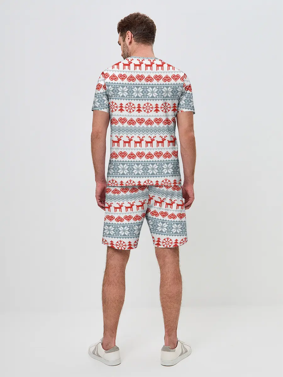 Мужской костюм с шортами / Новогодний пиксельный узор