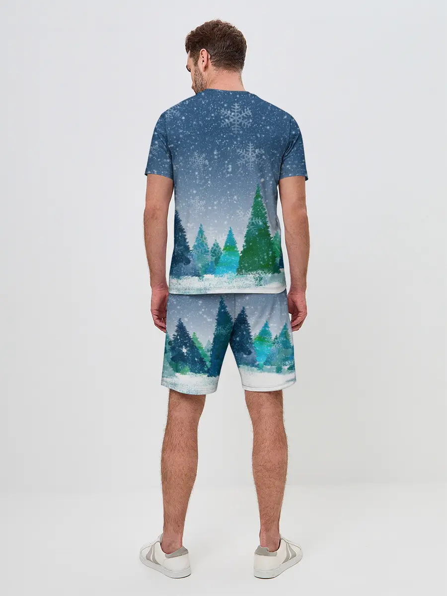 Мужской костюм с шортами / Снежинки в лесу
