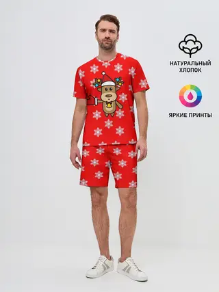 Мужской костюм с шортами / Оленёнок в снежинках