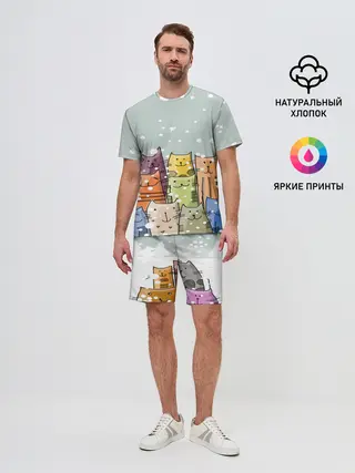 Мужской костюм с шортами / Котики