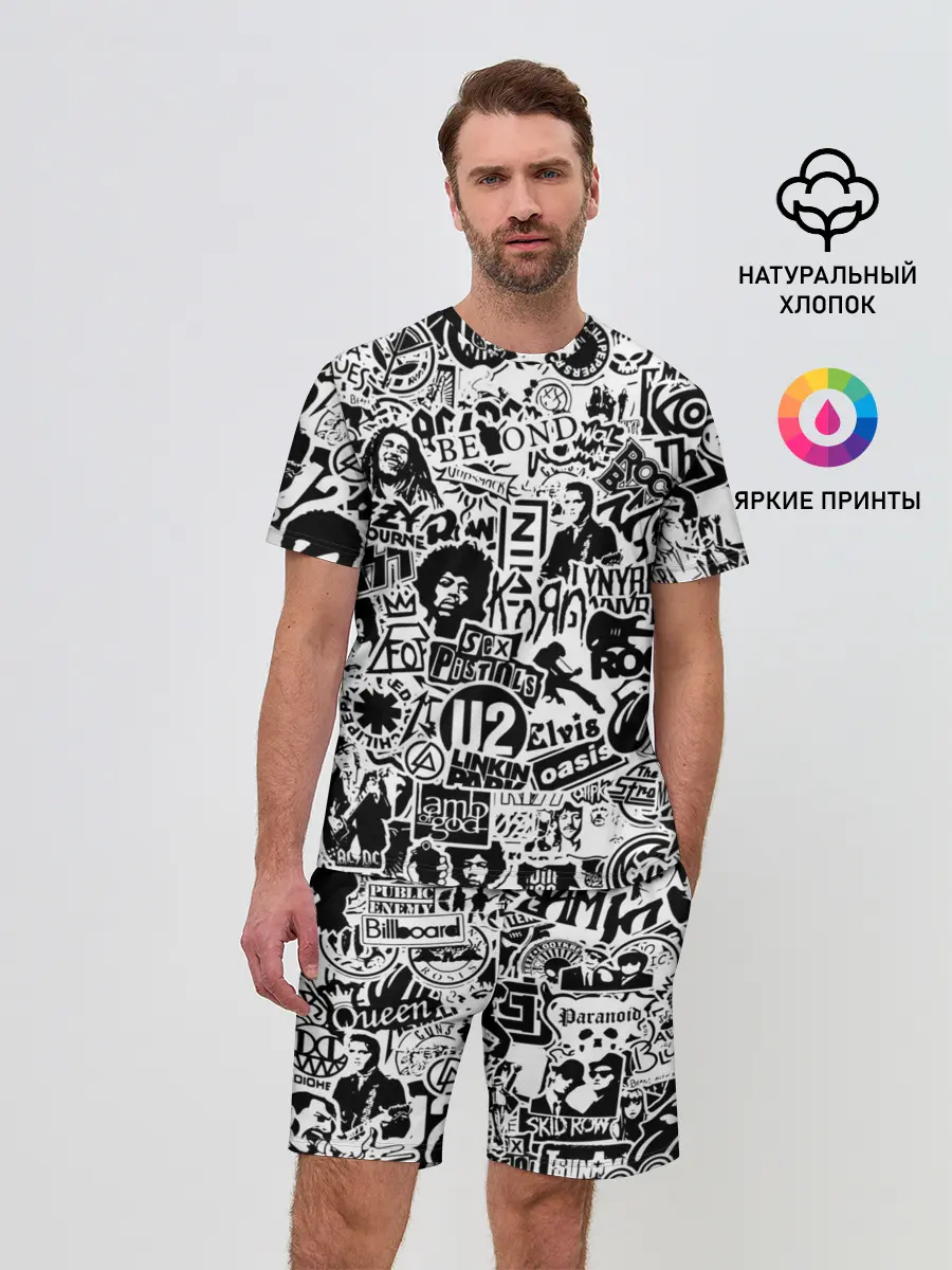 Мужской костюм с шортами / Rock Band Logos