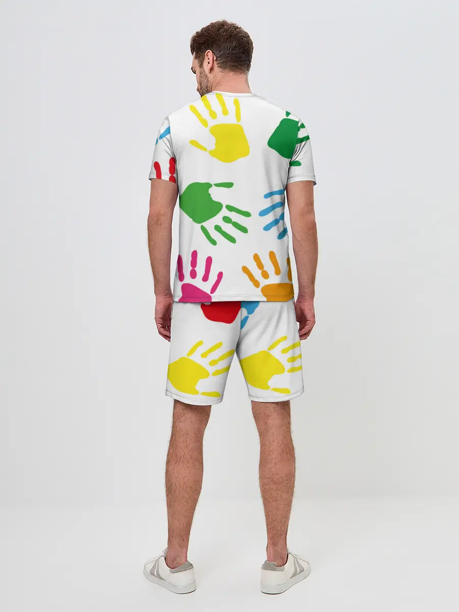Мужской костюм с шортами / Цветные ладошки - Детский узор