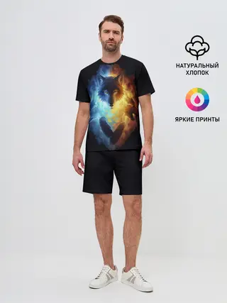 Мужской костюм с шортами / Волки в огне