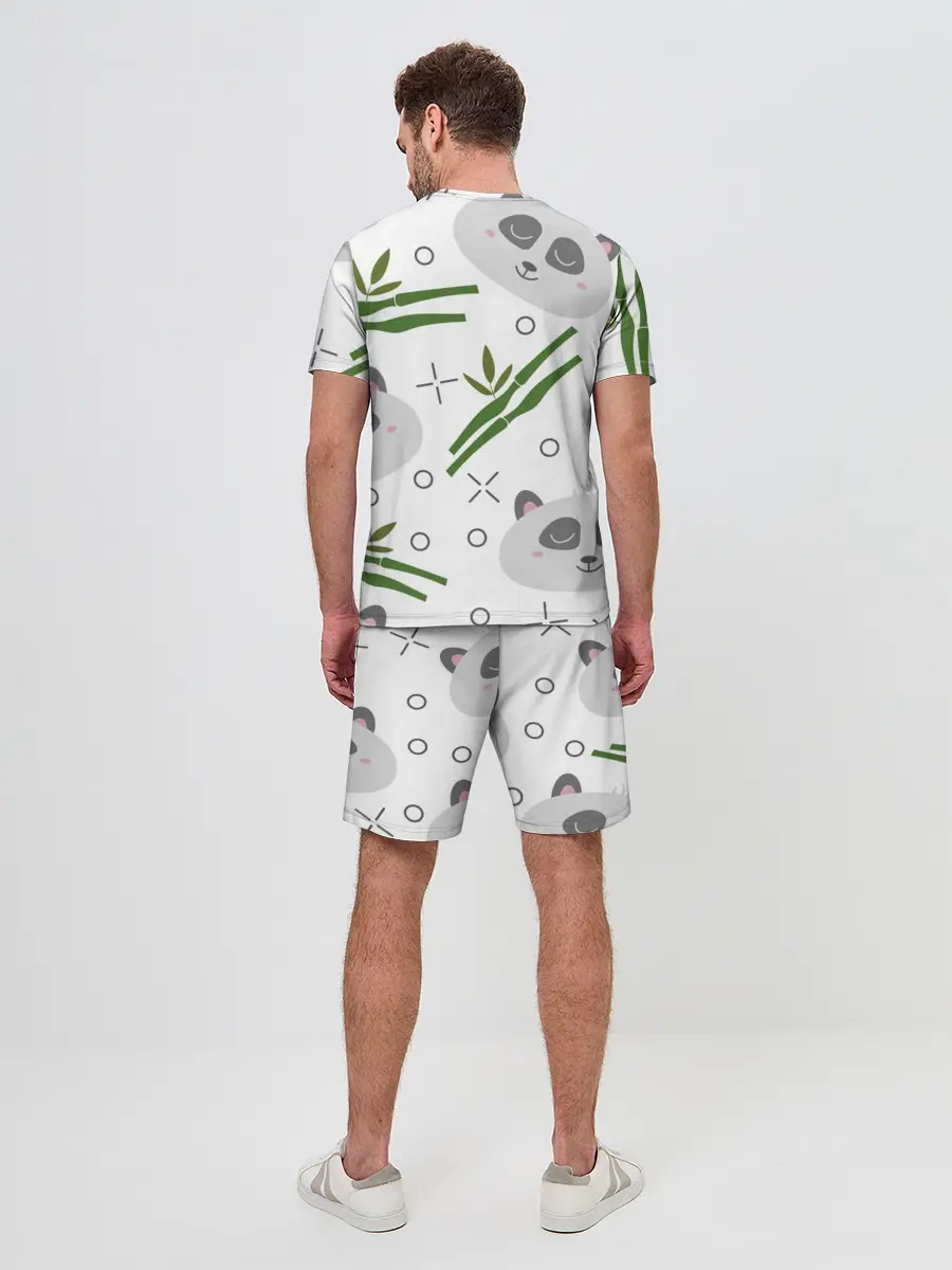 Мужской костюм с шортами / Панда с бамбуком